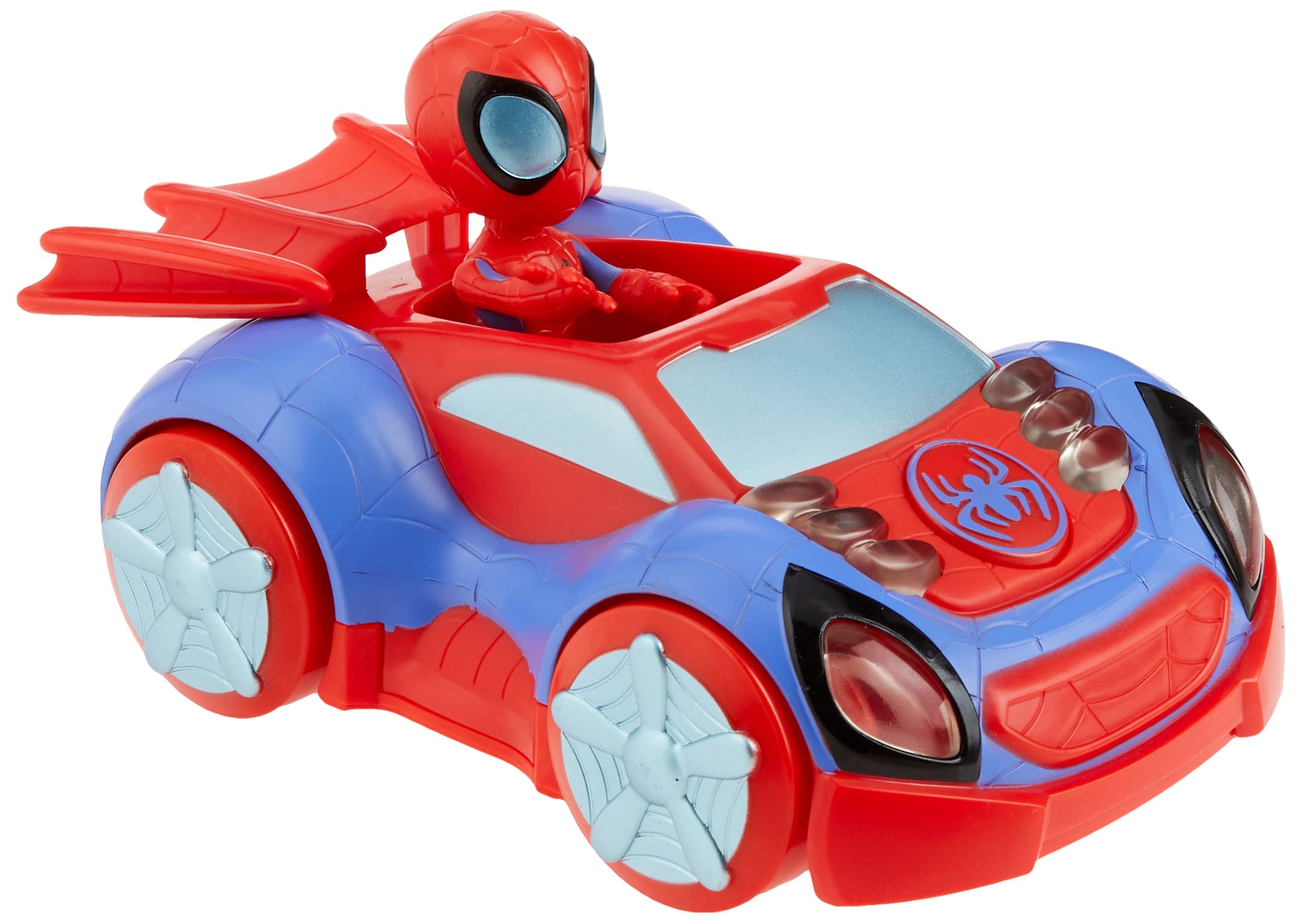 Marvel Spidey and His Amazing Friends Glow Tech Web-Crawler Toy Car, with Spidey Action Figure, Preschool Toys, Super Hero Toys for 3 Year Old Boys and Girls and Up, Lights & Sounds