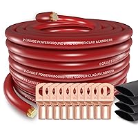 1/0 Gauge Wire (20ft) Copper Clad Aluminum CAA Car Amplifier Power & Ground Cable，Primary Automotive Wire, Battery Cable, Car Audio Speaker Stereo with Lugs Terminal Connectors and Heat Shrink Tube