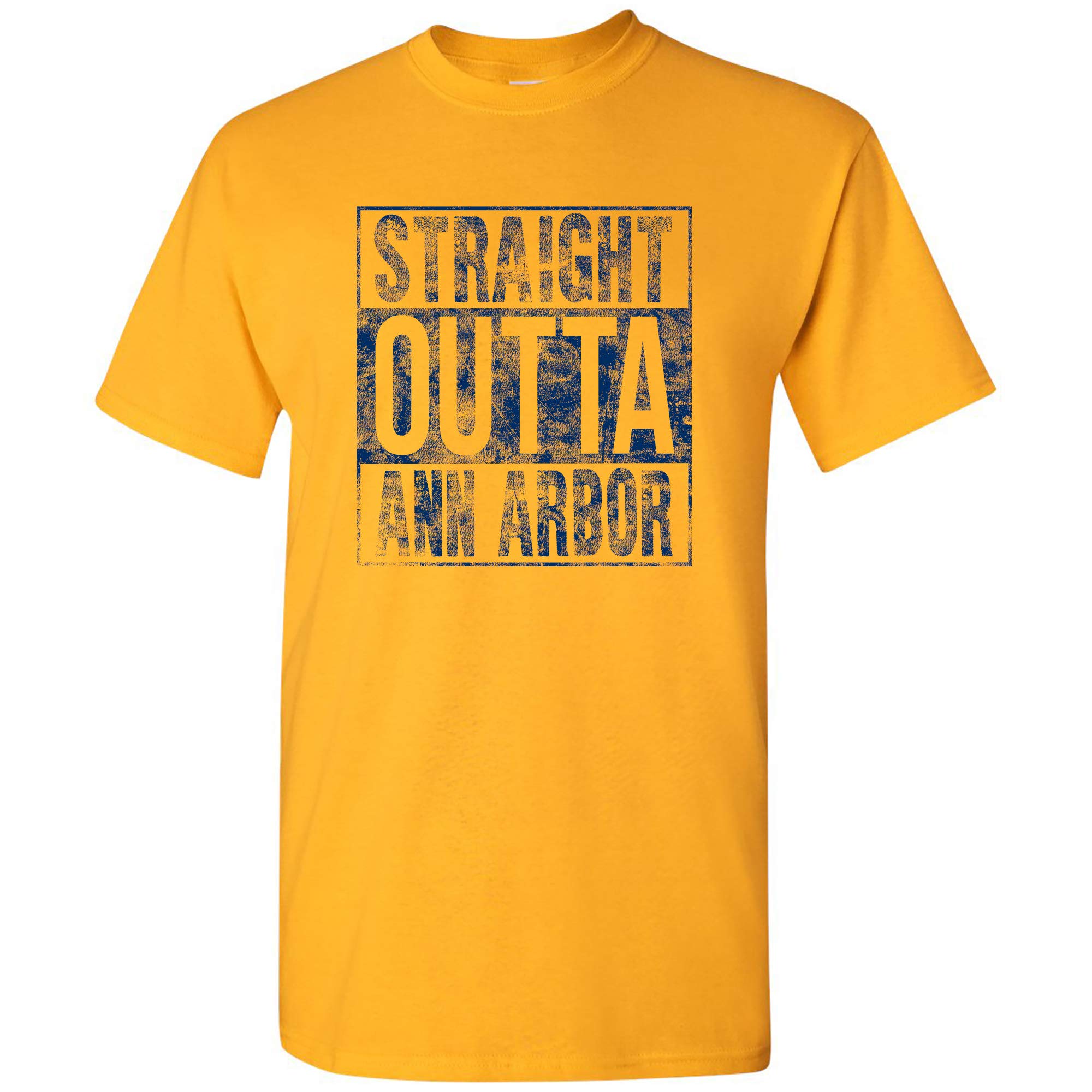 Straight Outta Ann Arbor Basic Cotton T-Shirt - 3X-Large - Gold