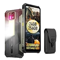Ulefone Armor 24 & Holster Rugged Phones 1000LM Camping Light IP68/69K, 22000mAh(66W), MTK Helio G96 24GB+256GB Android 13, 64MP+64MP Night Vision Camera, 6.78