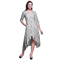 Bimba Cotton Women's Asymmetrical Shift Dress with Pockets Casual Midi Dress