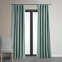 HPD Half Price Drapes Signature Velvet Thermal Blackout Curtains for Living Room 120 Inch Long (1 Panel) Rod Pocket Insulated Blackout Curtains for Bedroom Window Curtains, 50W x 120L, Skylark Blue