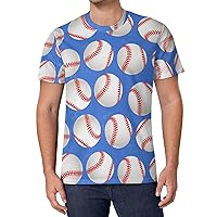 Baseballs Men's T Shirts Full Print Tees Crew Neck Short Sleeve Tops