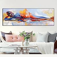 MXIAOXIAO Classic Abstract Sexy Woman Body Posters Colorful Graffiti Figure Print Canvas Painting Pictures Living Room Wall Decor 60x180cm No Frame