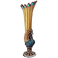Design Toscano Peacock Decorative Flower Bud Vase, Single