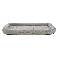 Quilted Crate Bolstered Mat Dog Bed, Ideal for Crates - Gray, Large