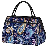 Travel Duffel Bag, Sports Tote Gym Bag, Paisley Flower Overnight Weekender Bags Carry on Bag for Women Men, Airlines Approved Personal Item Travel Bag for Labor and Delivery