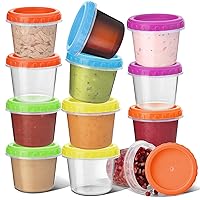 Tafura 4 Oz. Small Containers with Lids [12 Pack] | Condiment Containers for Puree, Snacks, and More | Reusable Small Plastic Food Storage Containers, BPA Free