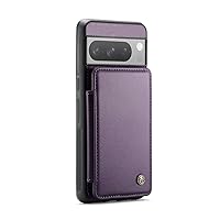 for Google Pixel 8 Pro Case [Compatible magsafe] with Card Holder, Detachable Wallet Case with RFID Blocking for Women Men, Durable Kickstand Shockproof Case (Purple)