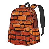 Red Brick Wall Backpack Print Shoulder Canvas Bag Travel Large Capacity Casual Daypack With Side Pockets