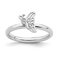 Sterling Silver Butterfly w/Diamond Ring Size 10 #2824