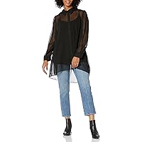 City Chic Women's Apparel Women's Plus-Size Solid Detailed Shirt Shirt, Black, XXL