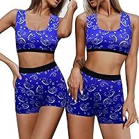 Women's Yoga Gym Crop Top Workout Athletic Tank Tops Jogger Shorts Pants Tracksuit 2 Piece Outfits Set
