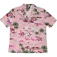Women XS to Plus 3X Pink Flamingo Hibiscus Camp Shirt