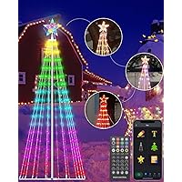 6ft DIY Outdoor Christmas Trees for Yard with 47 Prelit Lights 265 LED Christmas Tree Lights Color Changing Sync Musical APP & Remote Control Christmas Tree Light Show for Multicolor Decorations