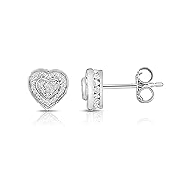 Natalia Drake 1/10 Cttw Small Diamond Stud Earrings for Women in Rhodium Plated 925 Sterling Silver Color H-I/Clarity I2-I3
