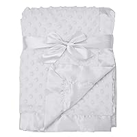 American Baby Company Heavenly Soft Chenille Receiving Blanket, 2-Layer Design with Minky Dot & Silky Satin, White, 30