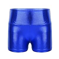 Kids Big Girls Shiny Metallic Boy-Cut Yoga Shorts for Sports Gymnastics Fitness Dance Active Wear Underwear