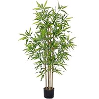 4ft Bamboo Artificial Tree, Faux Bamboo Plant, Real Touch Technology, Artificial Plant with 4 Trunks, Ideal for Home Office Indoor Decoration