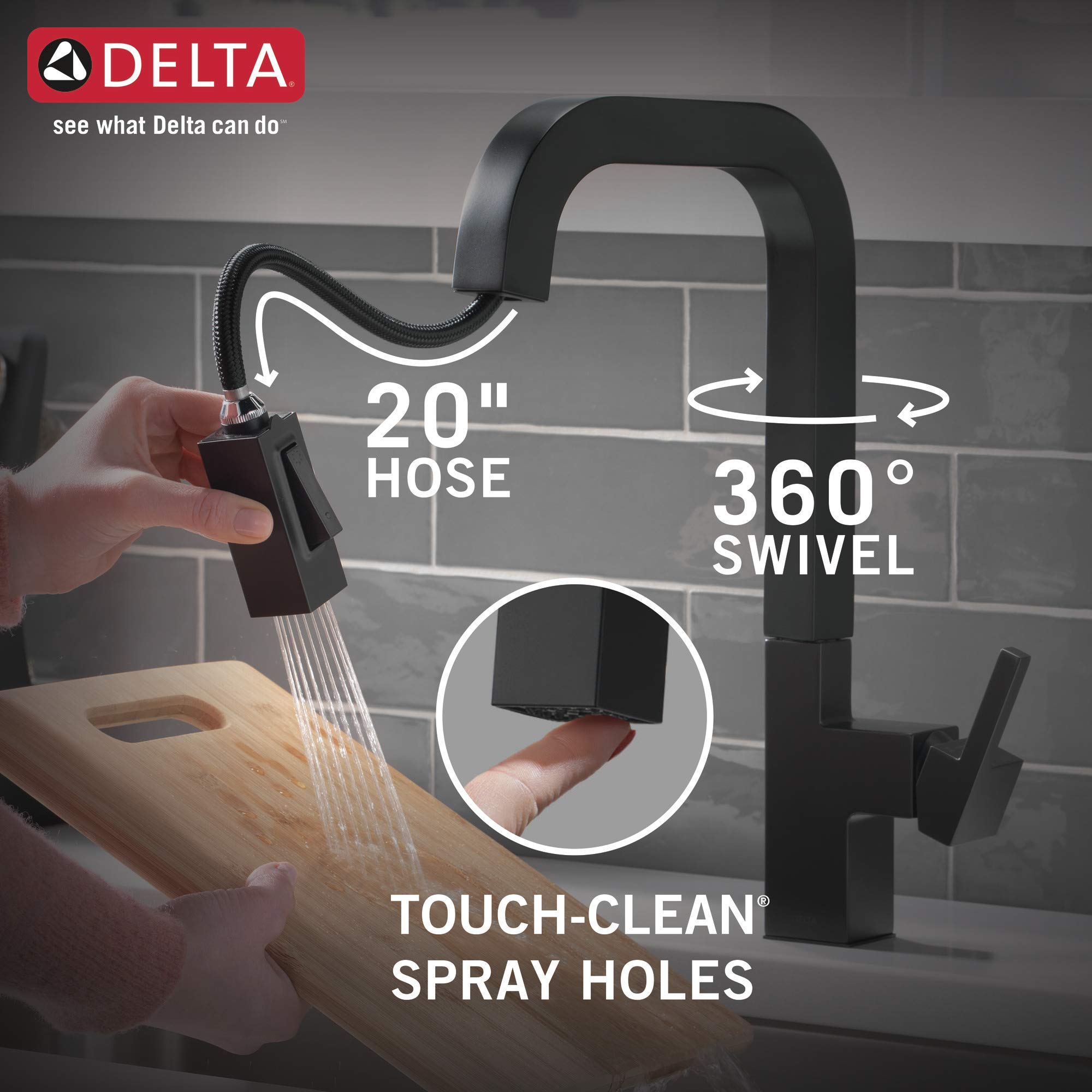 Delta Faucet Junction Matte Black Kitchen Faucet Black, Kitchen Faucets with Pull Down Sprayer, Kitchen Sink Faucet, Faucet for Kitchen Sink, Magnetic Docking Spray Head, Matte Black 19825LF-BL