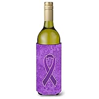 Caroline's Treasures AN1207LITERK Purple Ribbon for Pancreatic and Leiomyosarcoma Cancer Awareness Wine Bottle Hugger, Wine Bottle, Multicolor