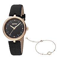Esprit Women's Black Dial Quartz Analog Watch, Gold, Gold, Strap, Gold, Strap
