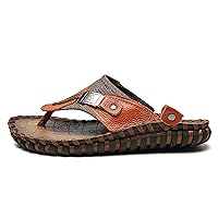 flip flop,Men's Flip Flops Leather Slippers Beach Casual Sandals Summer Fashion Shoes New Big Size