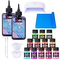 Bundle Set of UV Resin Kit with UV Light and Neon Pigment Powder