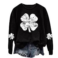 Women St Patrick's Day Long Sleeve Sweatshirts Clover Graphic Crew Neck Holiday Top Blouses Casual Loose Tee Blouses