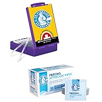 Dr. Piercing Aftercare Swabs and Wipes Combo- Saline Solution for Piercings - Earring Nose Belly Ear Piercing Cleaner - Saline Wound Wash, Ear Hole Cleaner - Keloid Bump Removal Treatment