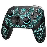 FUNLAB Firefly™ [Luminous Pattern] Switch Pro Controller Wireless Compatible with Nintendo Switch/OLED/Lite, Bluetooth Remote Gamepad with 7 LED Colors/NFC/Paddle/Turbo for Zelda Fans - Miner black
