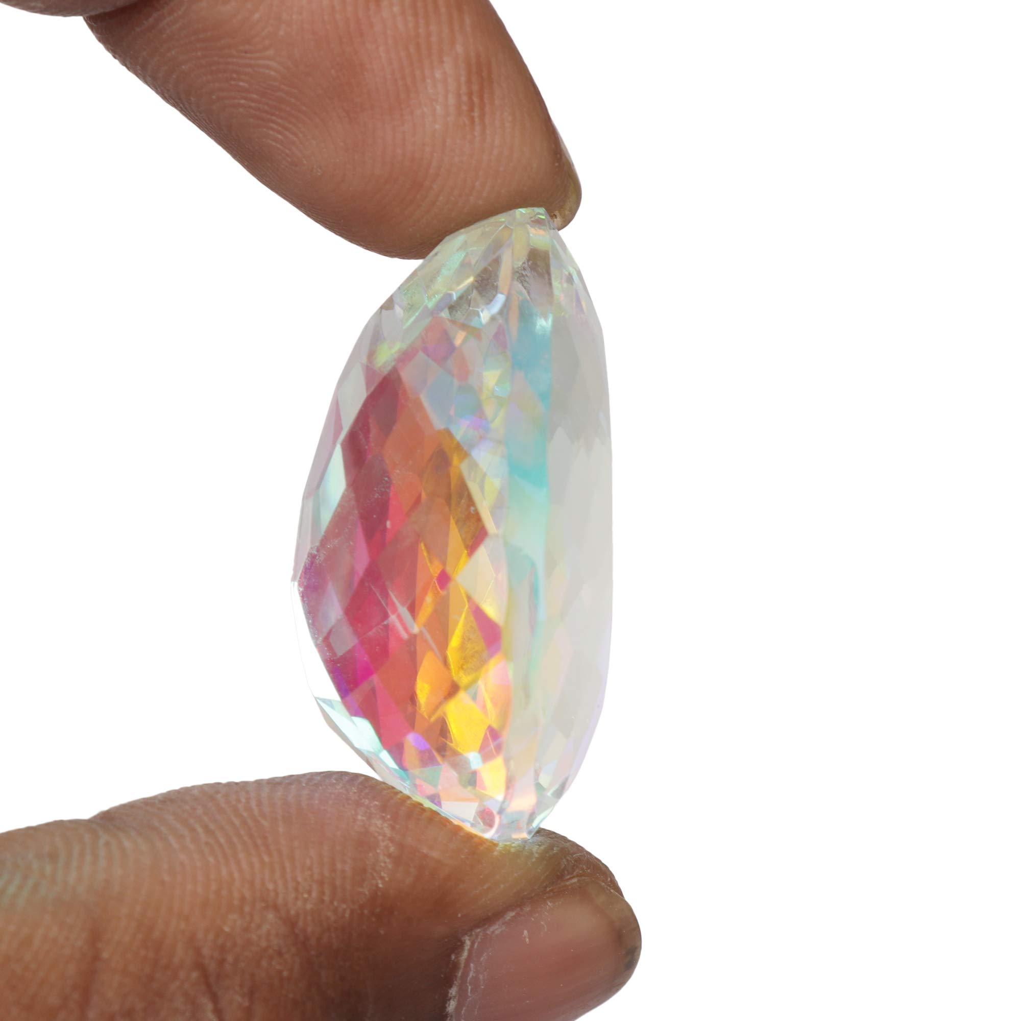 GEMHUB 43.50 Ct. Mystic White Topaz Cushion Shaped Gemstone Used for Jewelry Craft