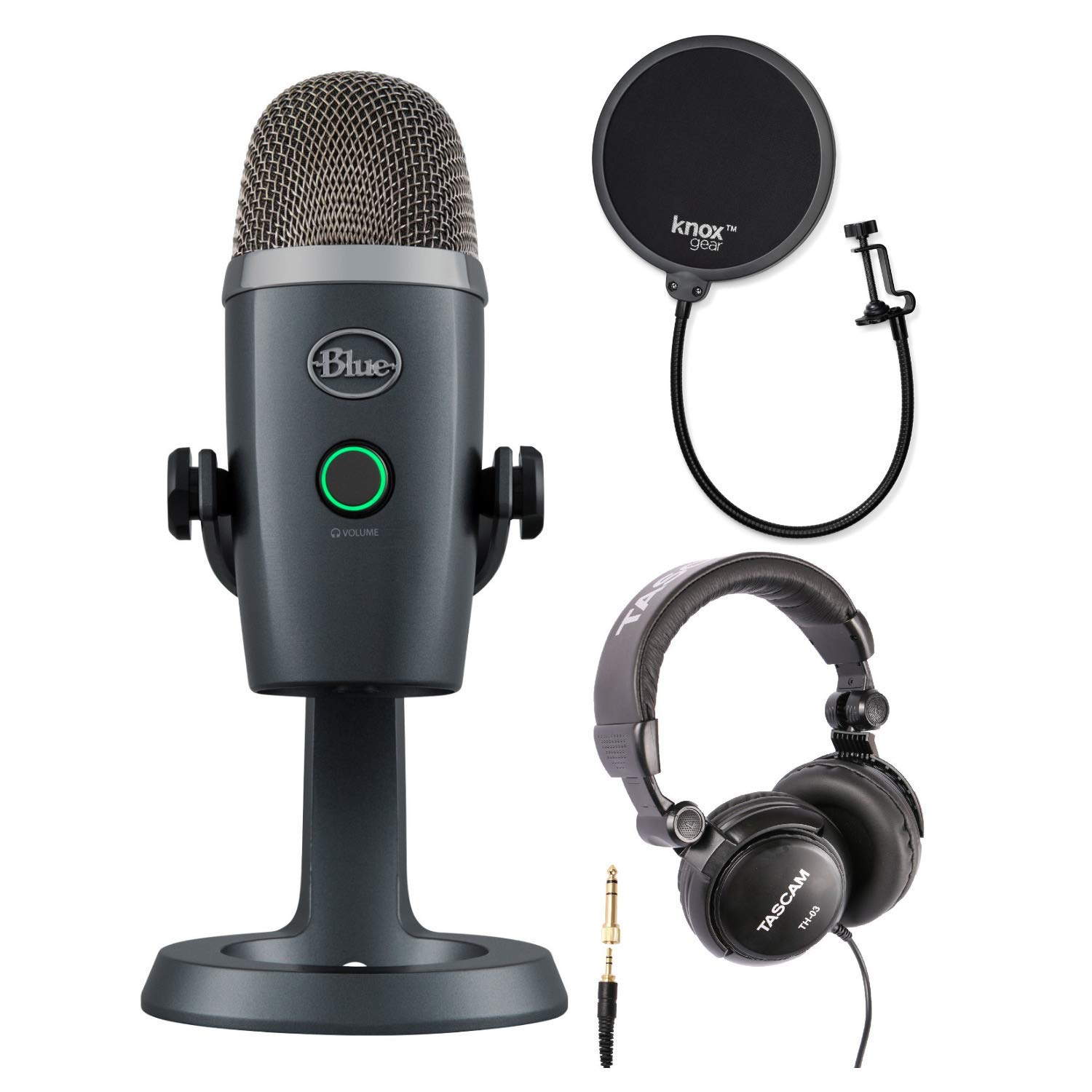 Mua Blue Yeti Nano USB Microphone (Shadow Gray) with Studio Headphones and  Knox Gear Pop Filter Bundle (3 Items) trên Amazon Mỹ chính hãng 2023 | Fado