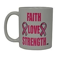 Rogue River Tactical Best Coffee Mug Pink Ribbon Cancer Survivor Faith Love Strength Novelty Cup Great Gift Idea For Breast cancer Awareness Her Women Mom Grandmother (Faith)