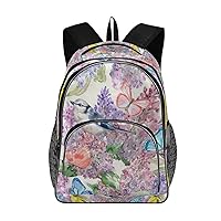 ALAZA Art Flowers Butterflies Birds on Tree Branch Business Travel Hiking Camping Rucksack Pack for Men and Women