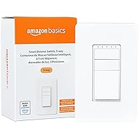 3-Way Smart Dimmer Switch, Neutral Wire Required, 2.4 Ghz WiFi, Works with Alexa, White, 2.91 x 4.65 x 1.62 inches