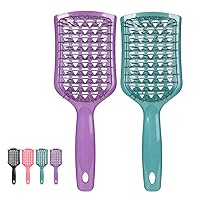 2024 New Hollow comb | Scalp Brush Detangling Hair Brush, Paddle Hairbrush Anti-Static Massage Paddle Brush With Flexible Bristle For Curly Wet Dry Hair Painless Combing (Purple+Blue)