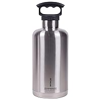 FIFTY-FIFTY Growler, Double Wall Vacuum Insulated Water Bottle, Stainless Steel, 3 Finger Cap w/Standard Top, 64oz/1.9L