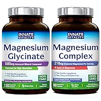 Magnesium Glycinate & Magnesium Complex Bundle, Non-GMO No Gluten & Vegan, Mg Glycinate (120 Caps) & Mg Complex (90 Caps), Value Pack, Bundle & Save