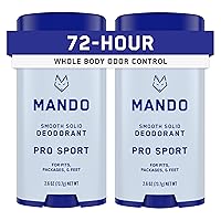 Mando Whole Body Deodorant For Men - Smooth Solid Stick - 72 Hour Odor Control - Aluminum Free, Baking Soda Free, Skin Safe - 2.6 ounce (Pack of 2) - Pro Sport