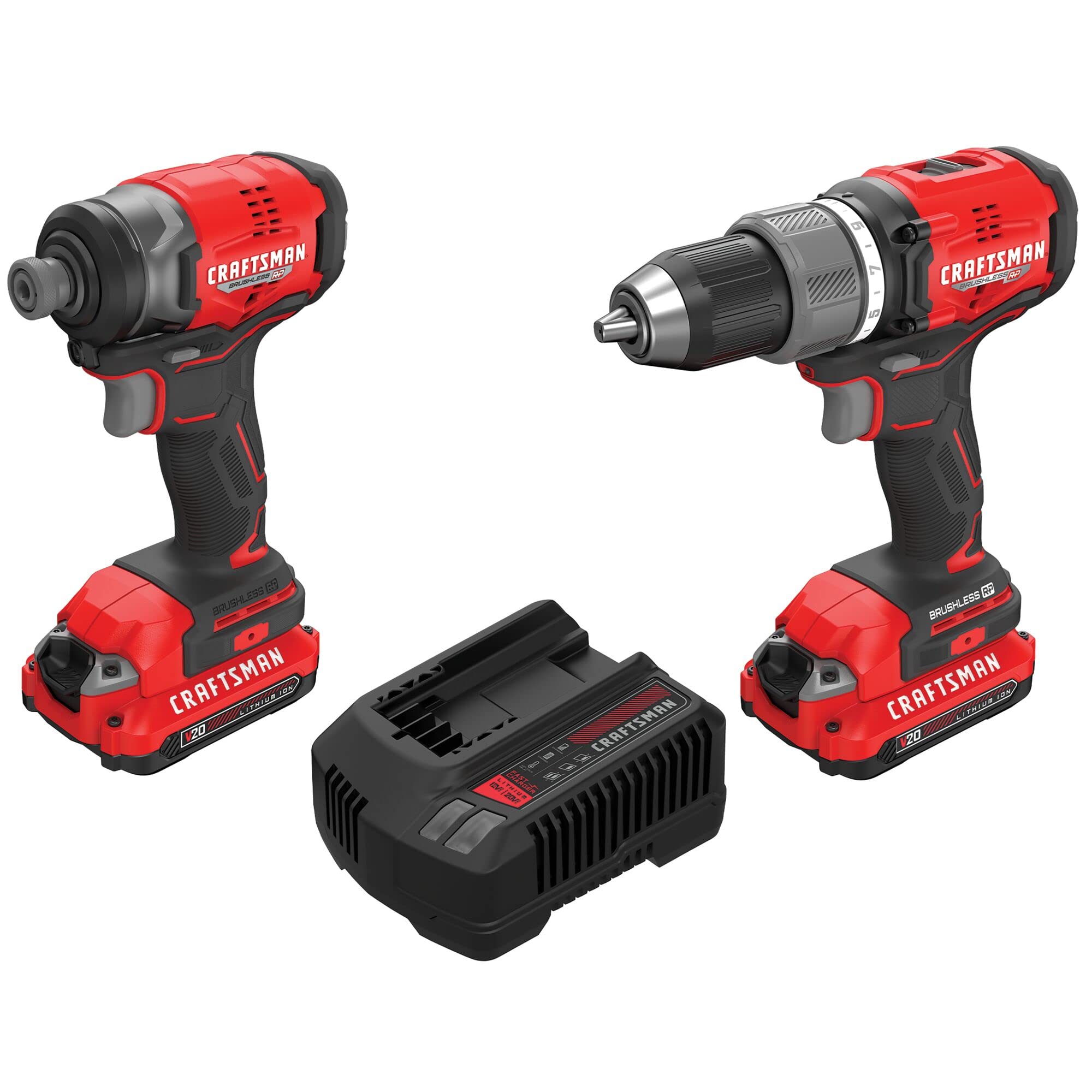 CRAFTSMAN V20 RP Cordless Drill and Impact Driver, Power Tool Combo Kit, 2 Batteries and Charger Included (CMCK211C2)