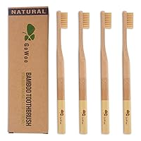 100% Natural Bamboo Toothbrush Soft - Organic Eco Friendly Toothbrushes with Soft Nylon Bristles, BPA-Free, Biodegradable, Dental Care Set (Pack of 4, Adult, Beige)