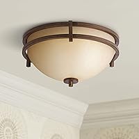 Franklin Iron Works Oak Valley Collection Mission Ceiling Light Flush Mount Fixture Rustic Bronze 15