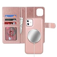 Ｈａｖａｙａ for iPhone 11 Wallet case for Women iPhone 11 case with Card Holder Magsafe Compatible for Girl Detachable Magnetic Flip Folio Leather Phone Cover-Rose Gold
