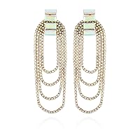 GUESS Crystal Chain Goldtone Rhinestone Drop Earrings