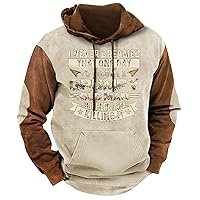 Men's Letter Graphic Hoodies Vintage Blend Fleece Sweatshirt Big And Tall Hooded Pullover Hoodie Sweatshirt Men