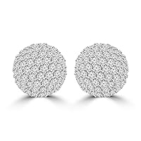 2.35 ct Half Ball Round Cut Diamond Earrings (G Color SI-1 Clarity) In 14 kt White Gold