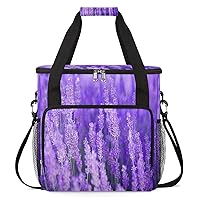 Lavender Purple Flower（01） Coffee Maker Carrying Bag Compatible with Single Serve Coffee Brewer Travel Bag Waterproof Portable Storage Toto Bag with Pockets for Travel, Camp, Trip
