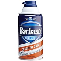 Barbasol Thick & Rich Shaving Cream, Sensitive Skin 10 oz ( Pack of 2)