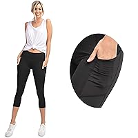 Butter Capris Womens High Rise Athleisure Capri Leggings Soft Comfy Yoga Pants w Side Pockets Regular & Plus Size S-3X